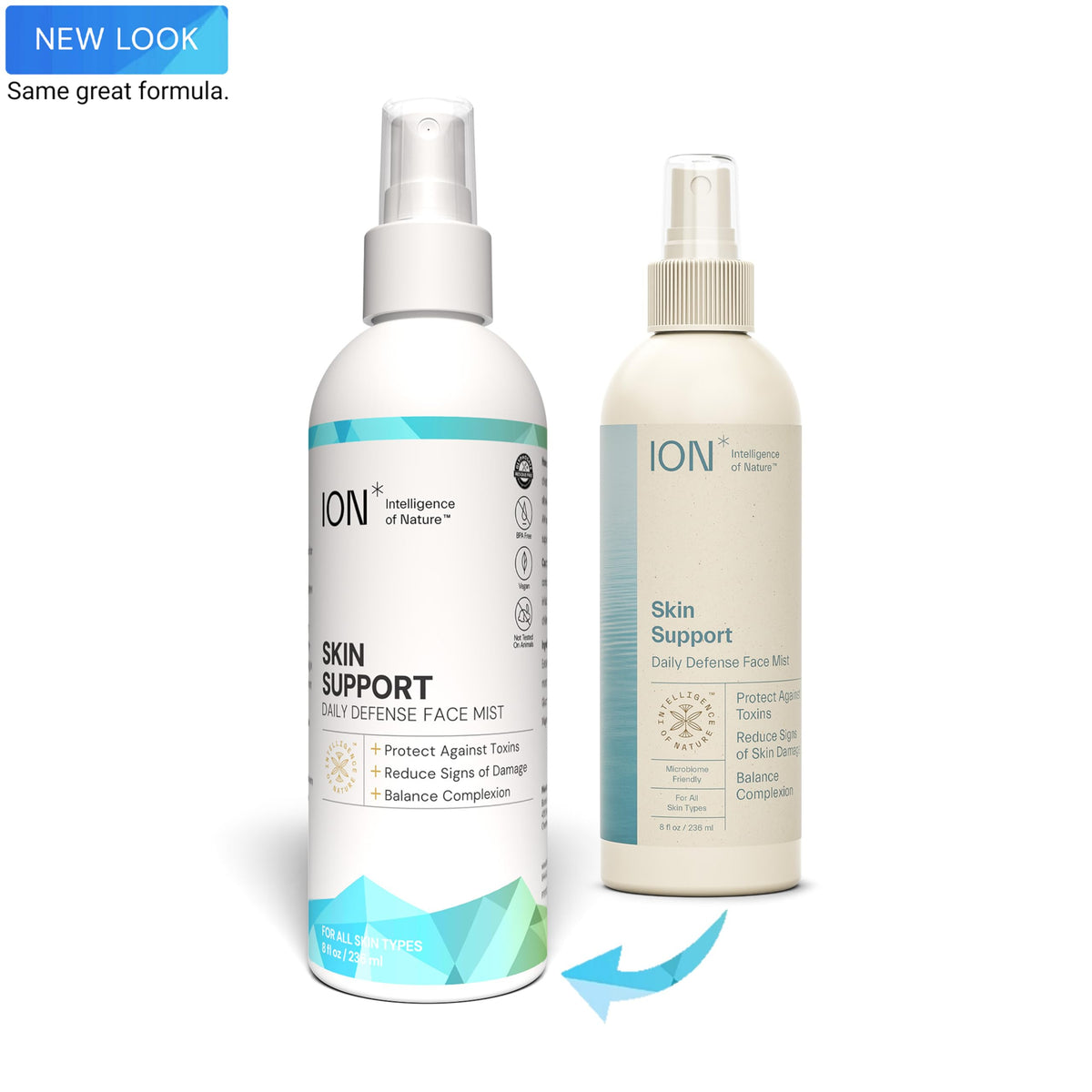 ION* hydrating spray creating a fine mist for even application