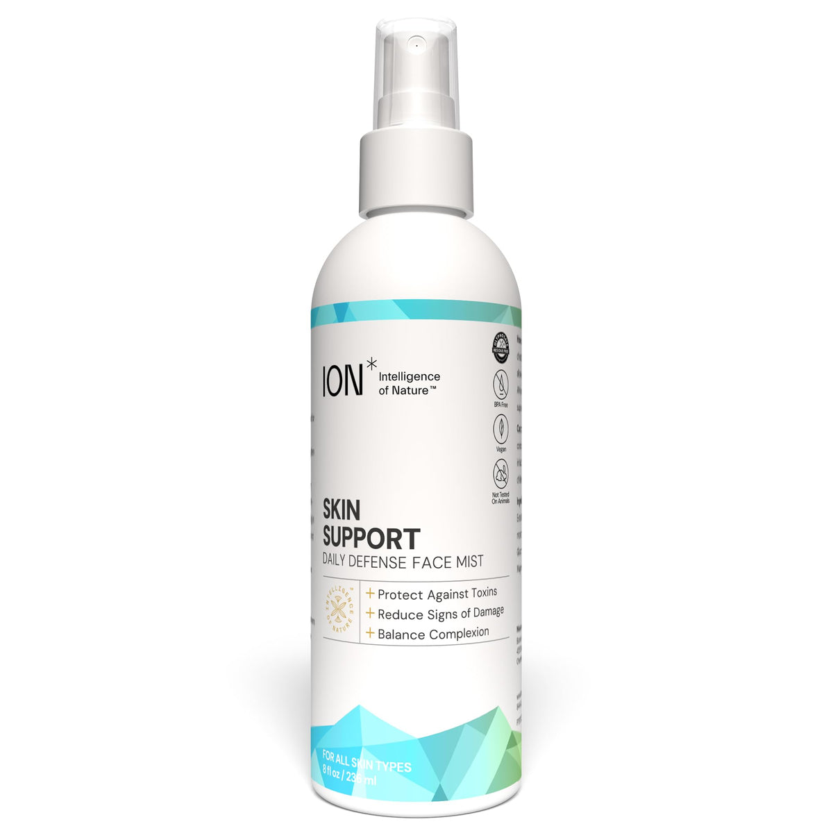 ION* face mist front packaging showing bottle and label benefits