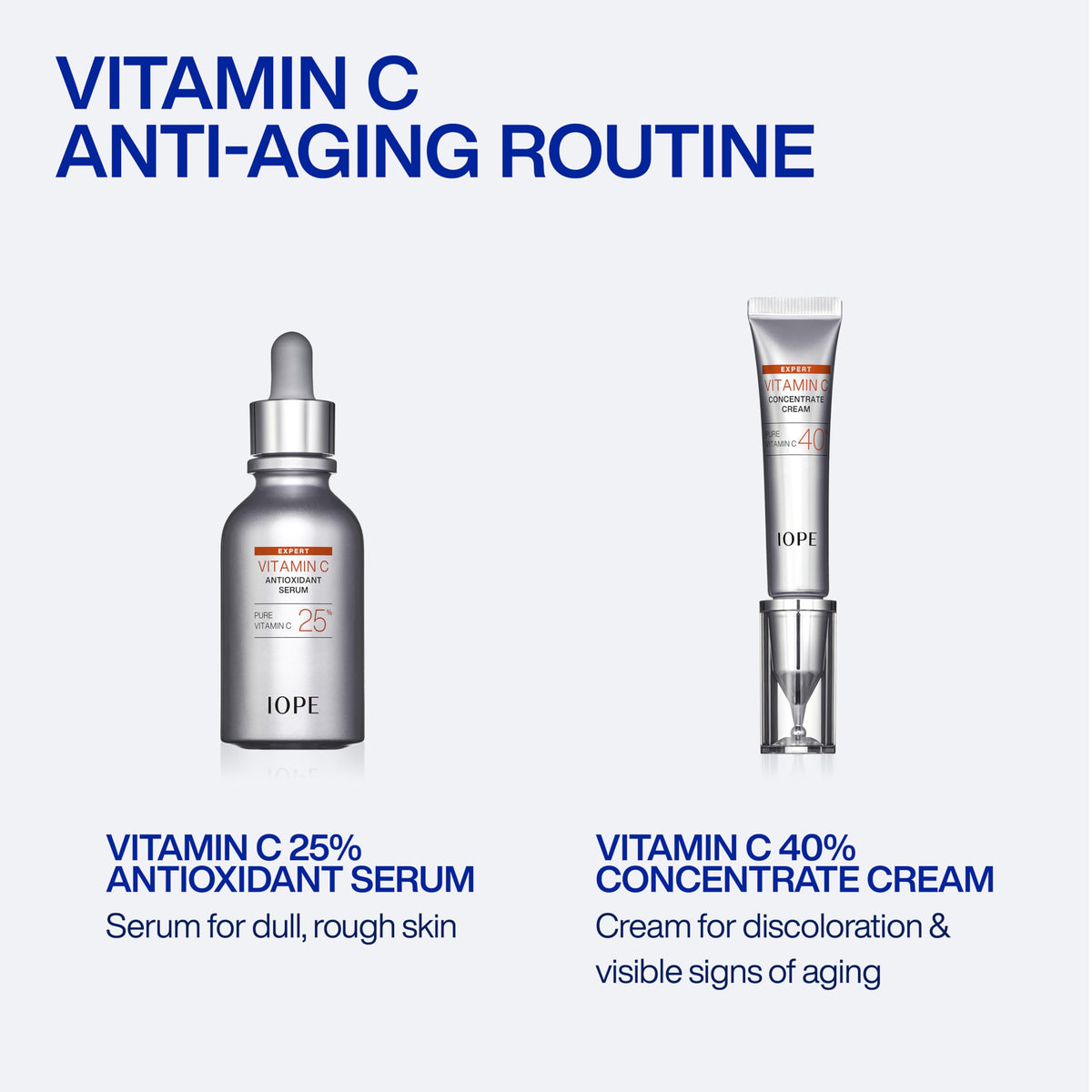 IOPE before and after radiance comparison illustrating improved glow over time