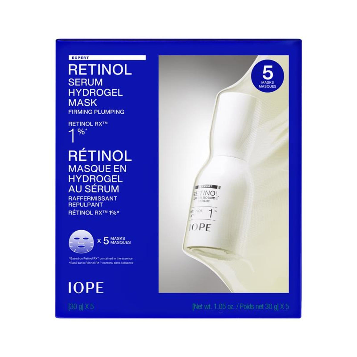 IOPE front packaging showing five-mask set and benefits