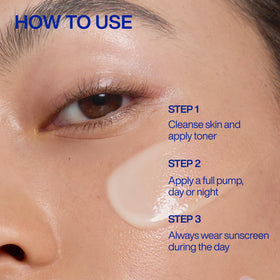 IOPE applying serum to hand demonstrating lightweight absorption benefit