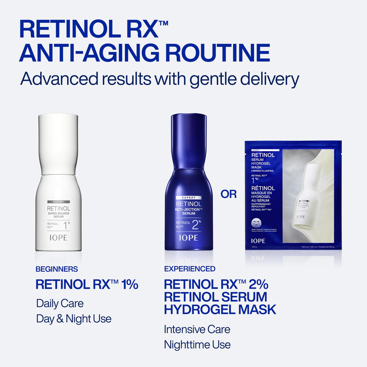 IOPE serum staged in bathroom lifestyle setting suggesting nightly use
