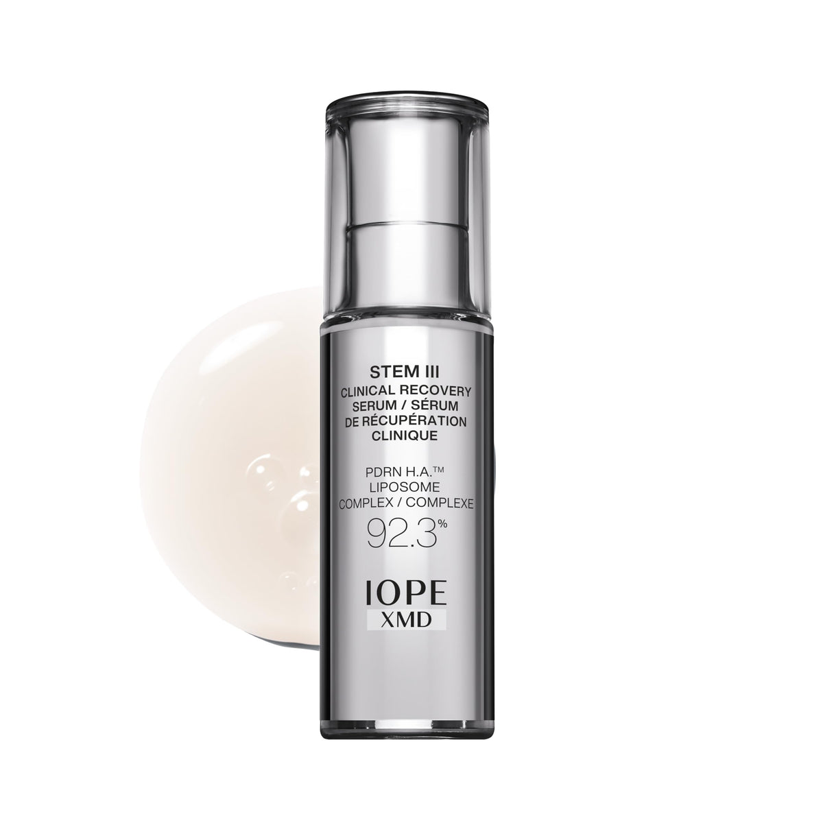 IOPE Stem III front bottle showing sleek packaging and clinical design benefits