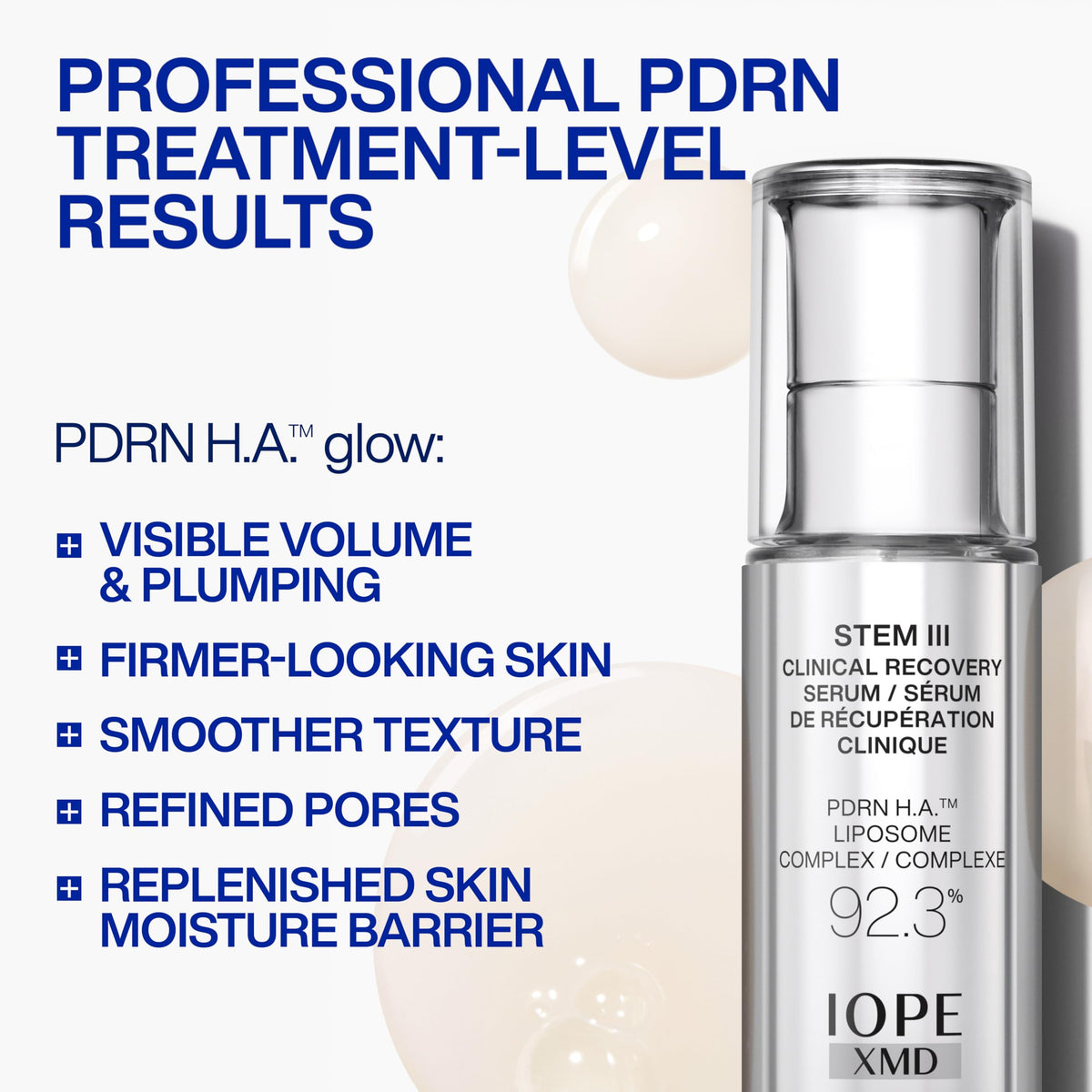 IOPE Stem III pump dispensing serum indicating controlled, hygienic application benefit