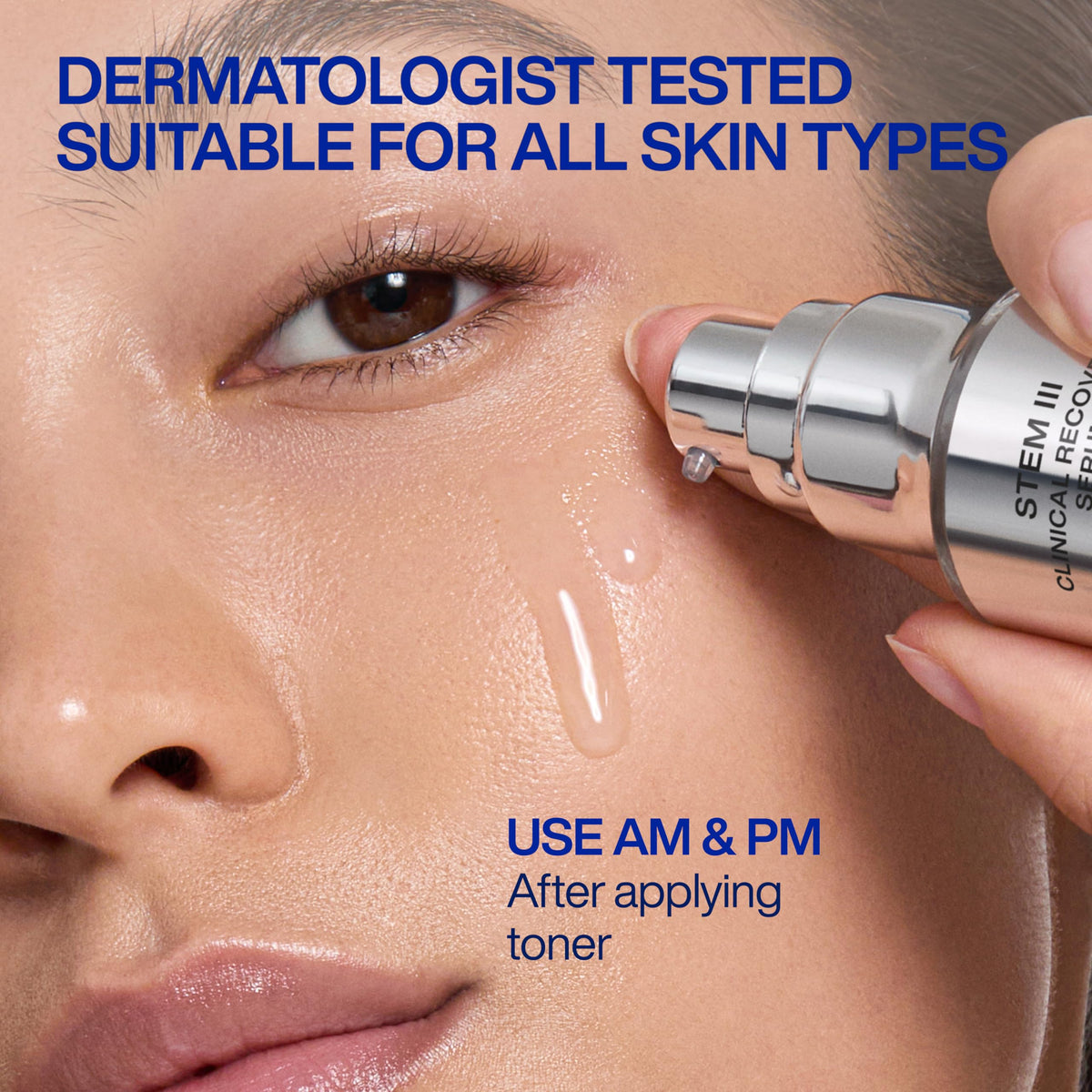 IOPE Stem III next to a 1.01 fl. oz. marker showing true product size benefit