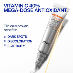 IOPE triple-layer aluminum tube detail protecting vitamin C potency and stability