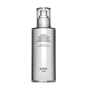 IOPE bottle front view showing clean design and product benefit hydration