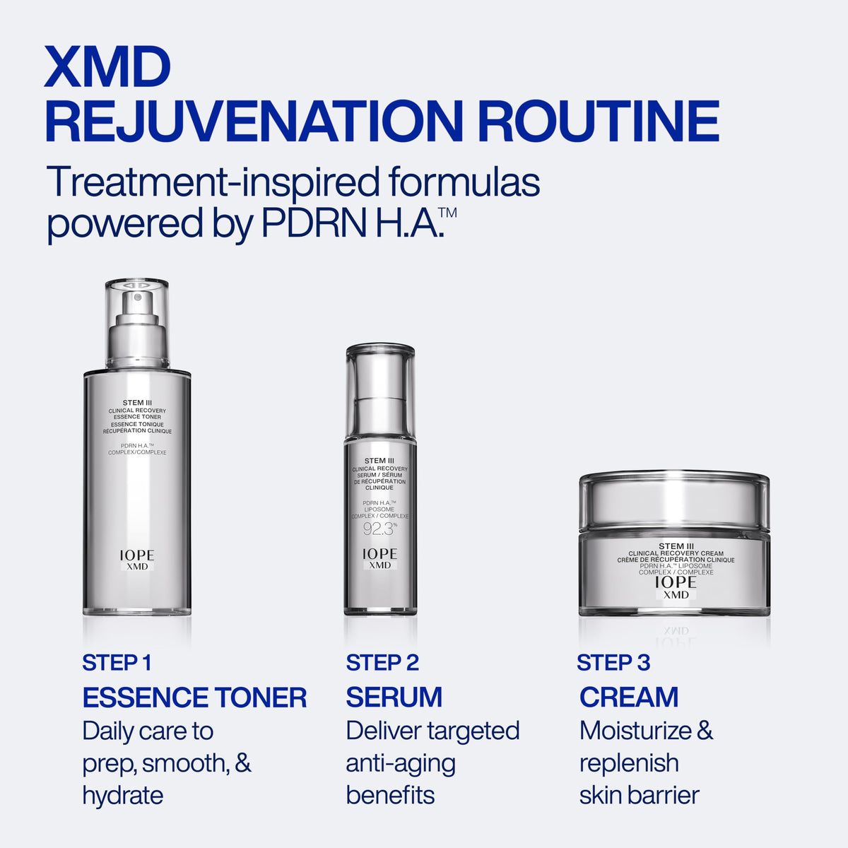 IOPE product on bathroom shelf in routine setting conveying calming prep benefit