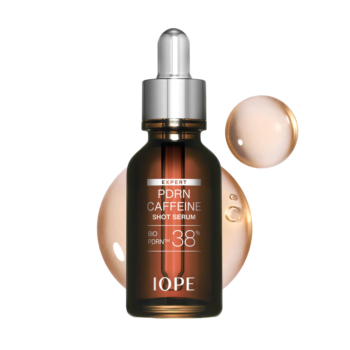 IOPE bottle front view showing compact serum benefits