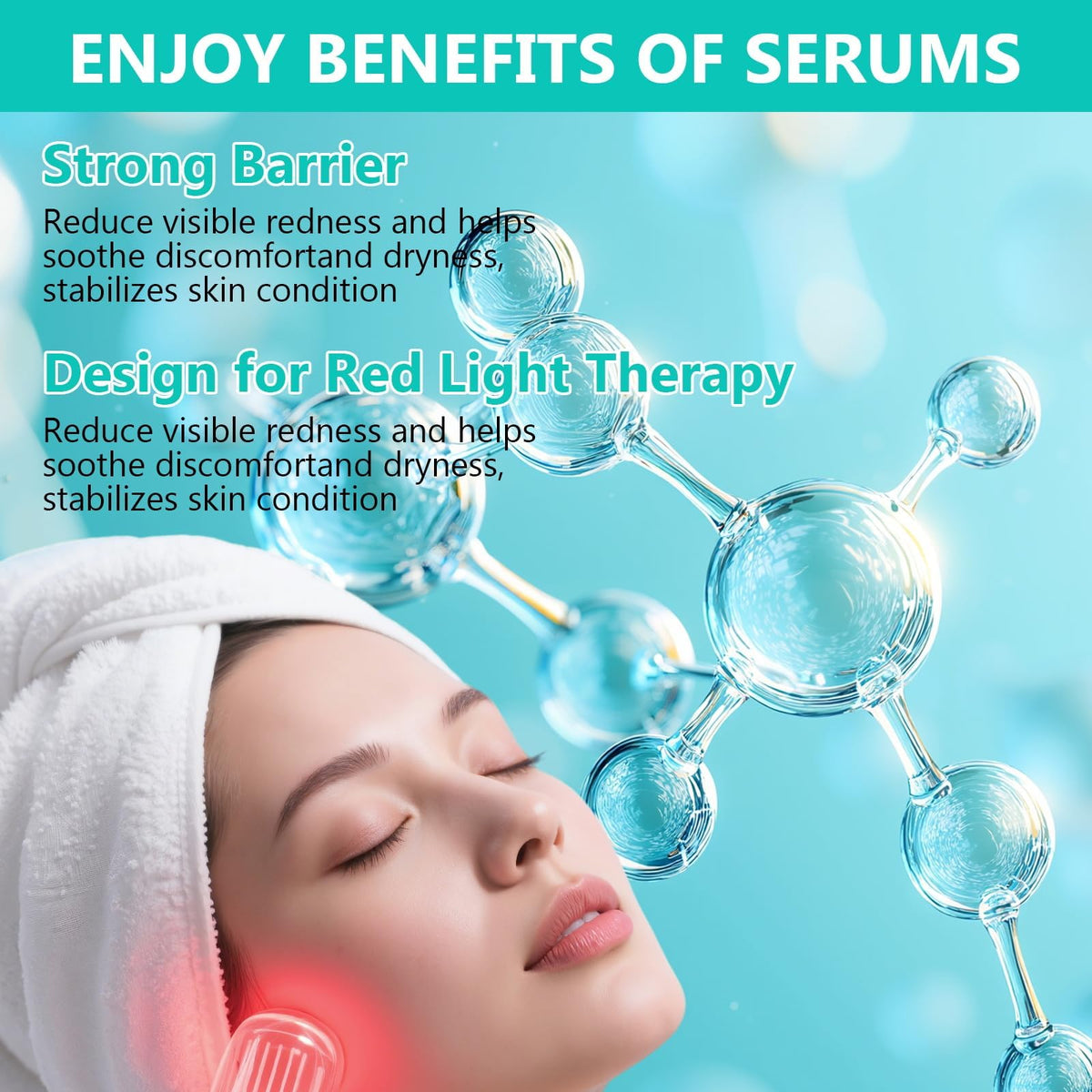 Ipsify applying serum to face and neck for smoother red light sessions
