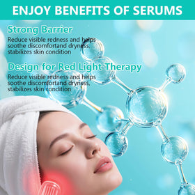 Ipsify applying serum to face and neck for smoother red light sessions