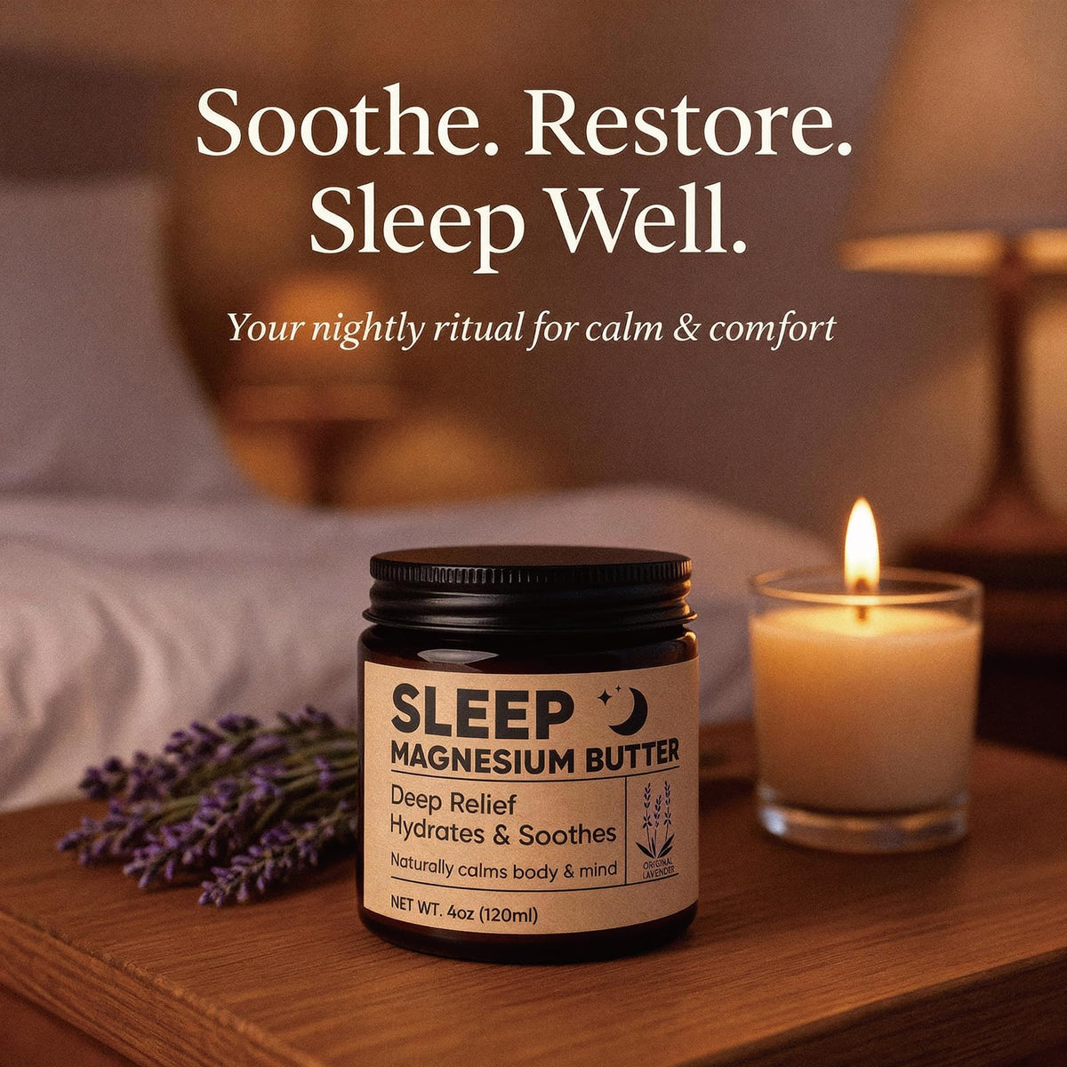 ipxkwll bedside jar on nightstand suggesting relaxing pre-sleep ritual