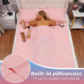 Irenare model wearing sleep sack in bed demonstrating stain protection and freedom to move