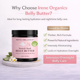 Irene Organics open jar with scoop illustrating easy application