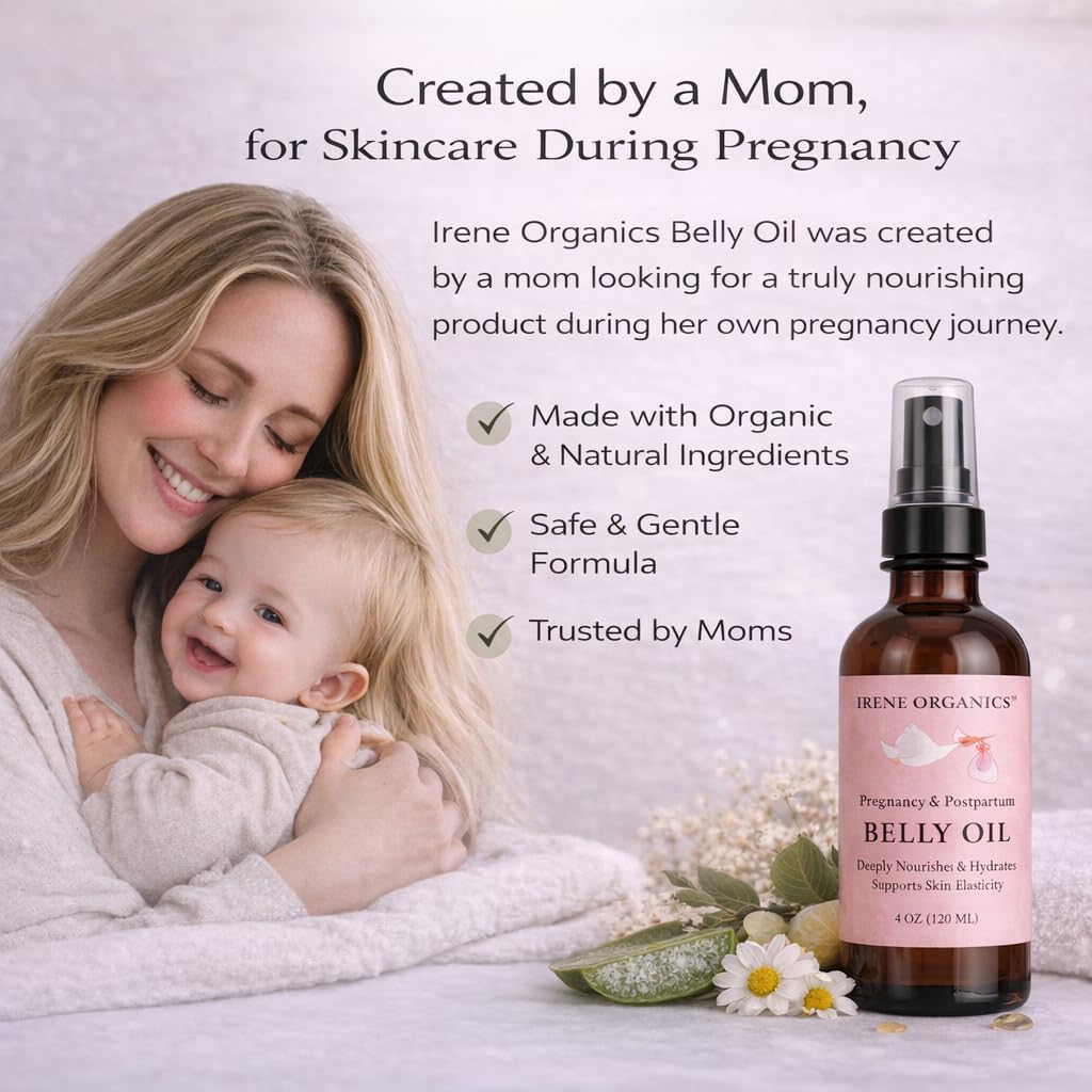 Irene Organics bottle in nursery lifestyle scene conveying daily routine