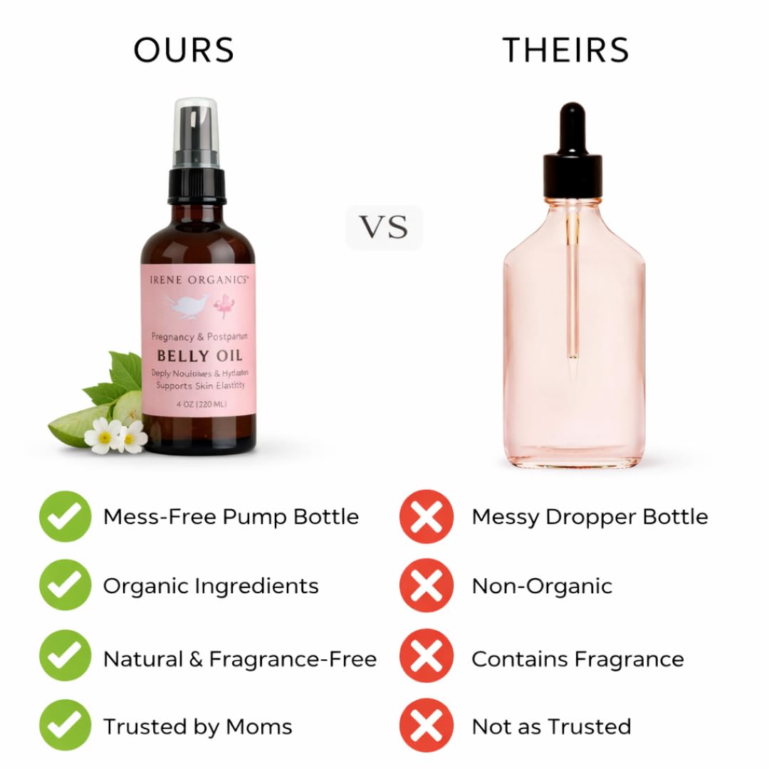 Irene Organics next to ruler for scale showing convenient bottle size