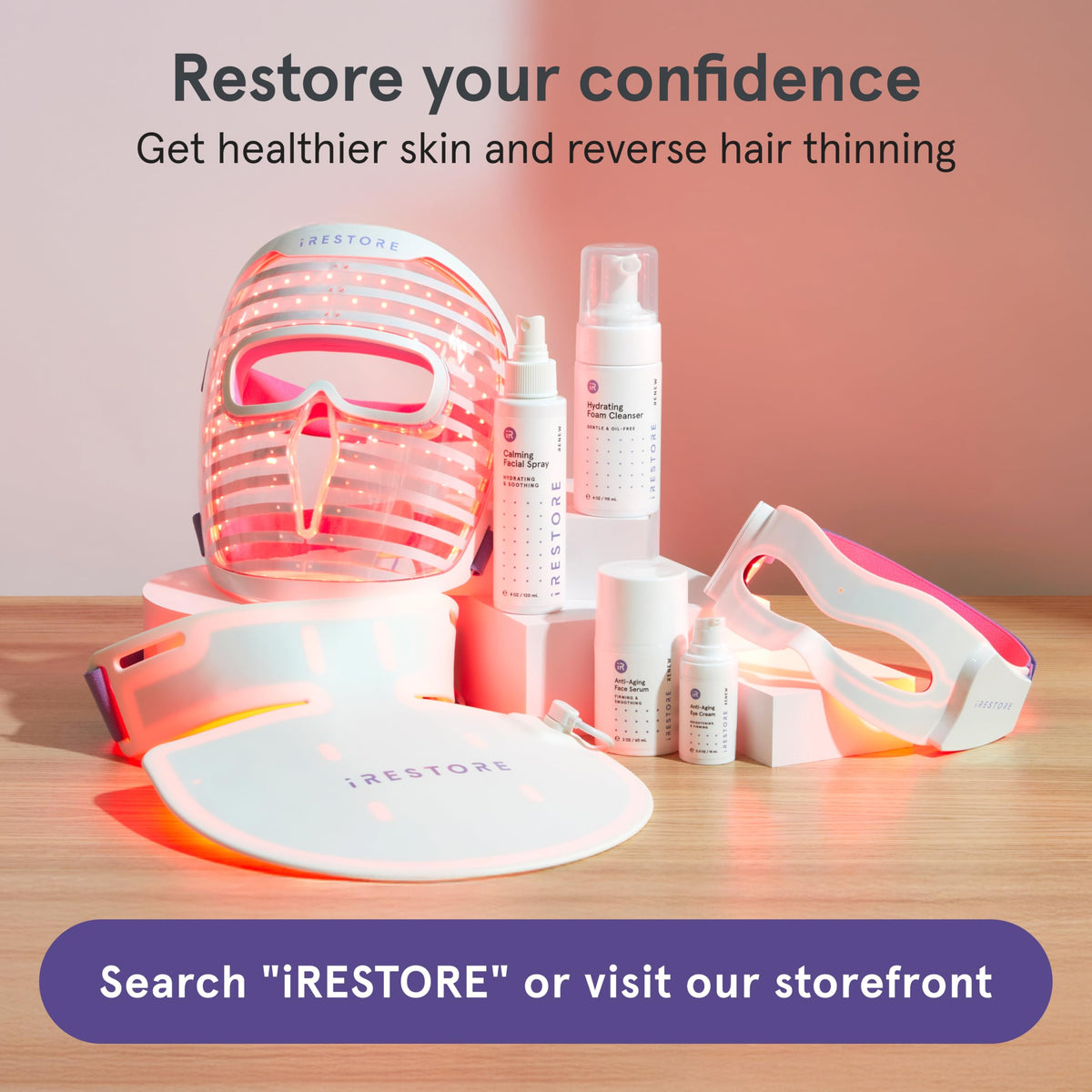 iRestore conceptual before and after to illustrate smoother-looking eye area