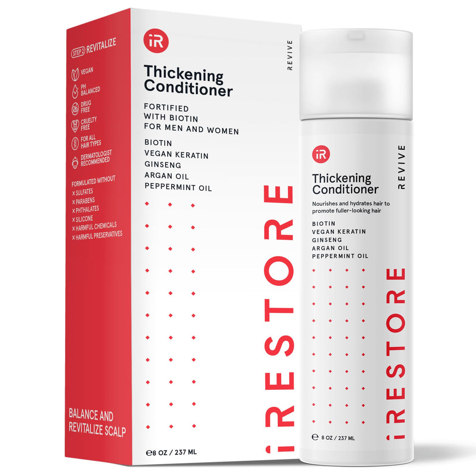 iRestore front packaging showing product and benefits for fuller hair
