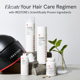 iRestore hair strand close-up showing strengthened, smoother cuticle