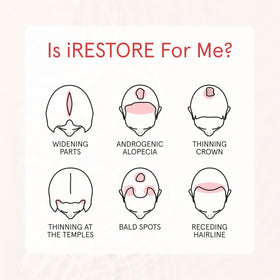 iRestore shampoo being massaged into hair demonstrating scalp nourishment