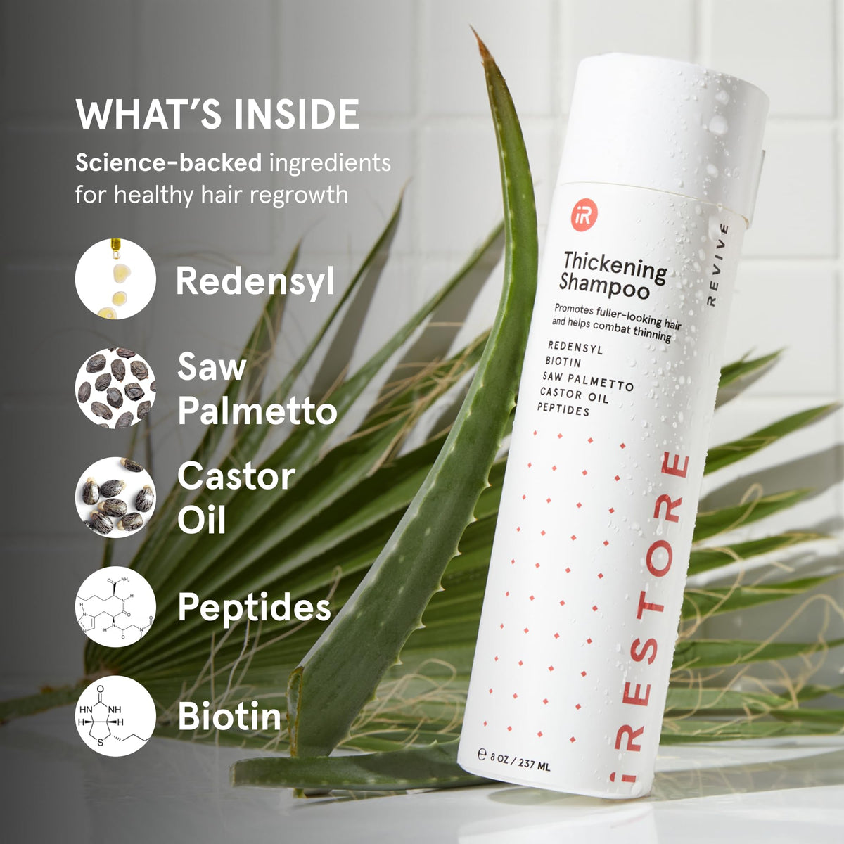 iRestore botanicals and green tea extract visual highlighting natural actives