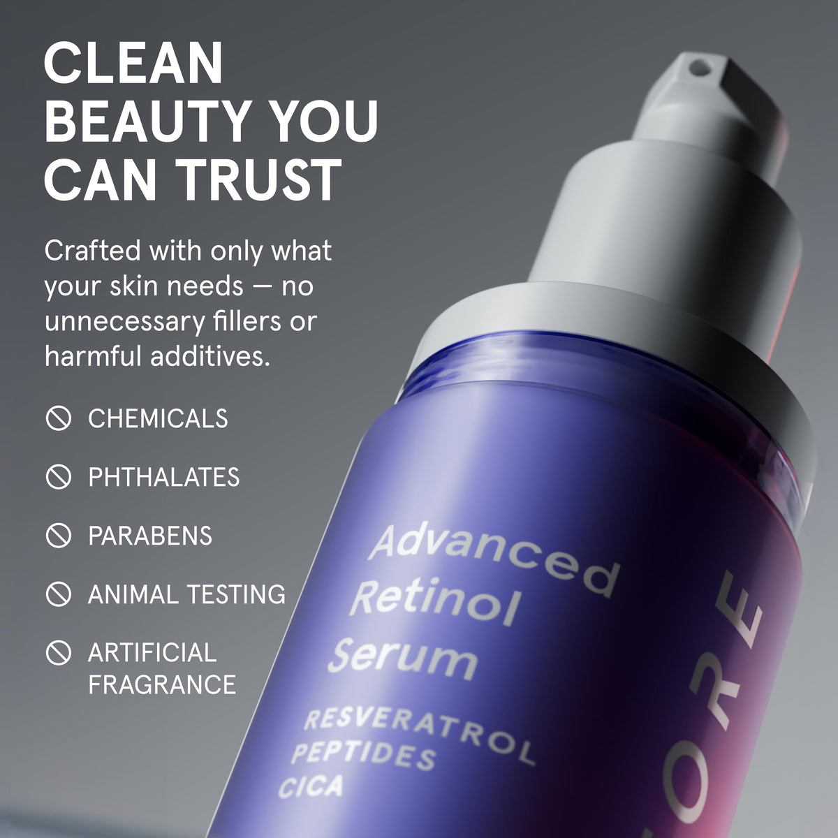 iRestore ingredient label close-up showing peptides, ceramides, hyaluronic acid benefits