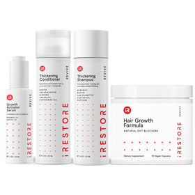 iRestore front packaging showing full bundle and clear benefit for thicker hair