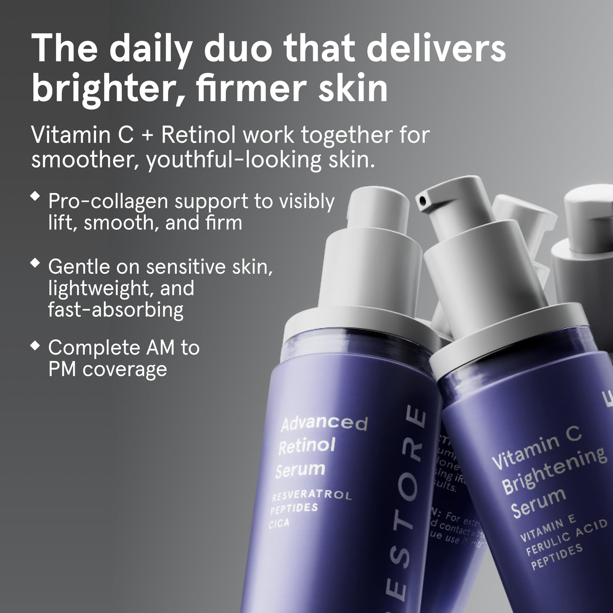 iRestore bottle on bathroom counter during nighttime routine to show practical use