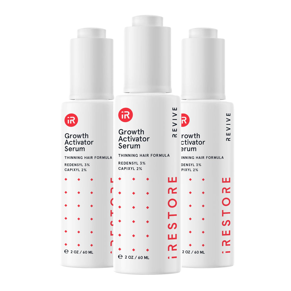 iRestore full three-pack bottles front view showing clean packaging benefit of value