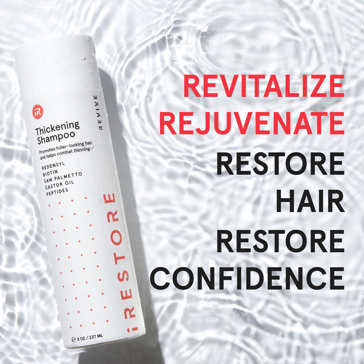 iRestore bottle in hand showing true size and travel-friendly scale