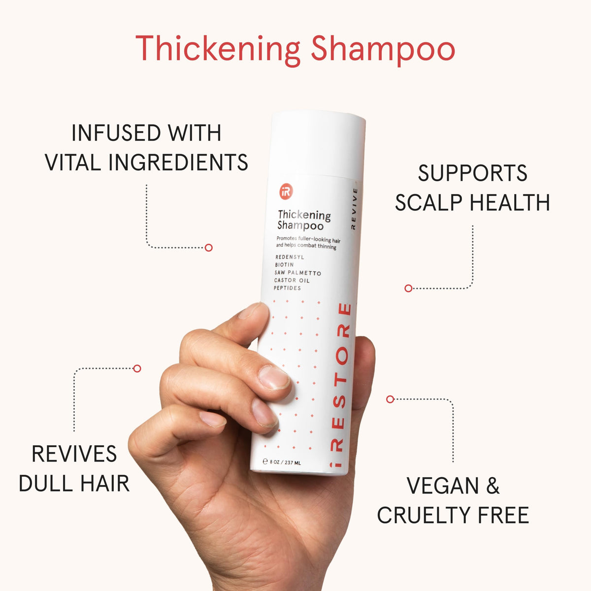 iRestore creamy lather texture for effective gentle cleansing and volume