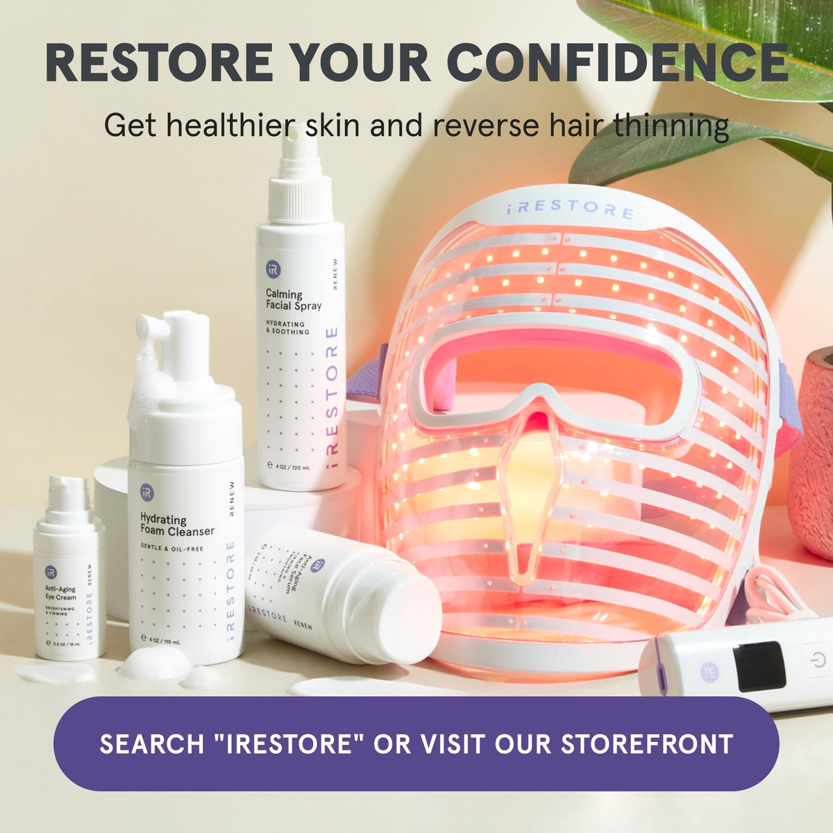 iRestore skincare trio in travel bag showing compact sizes for convenient routines