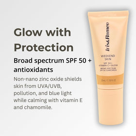 IRIS&ROMEO close-up of tinted sunscreen blending to a luminous finish