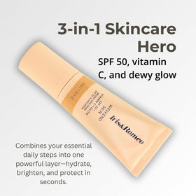 IRIS&ROMEO tube open with sunscreen emerging for easy application benefit
