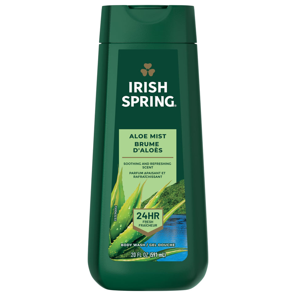 Irish Spring aloe mist front packaging showing four bottles and fresh scent