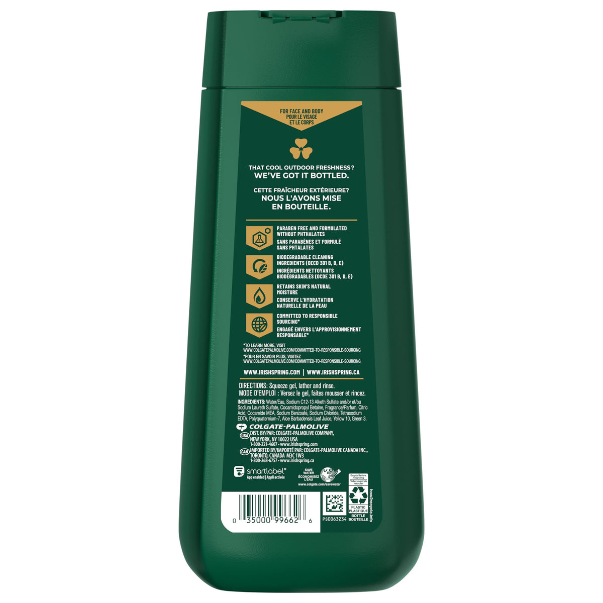 Irish Spring aloe mist recyclable packaging mark promoting biodegradable ingredients