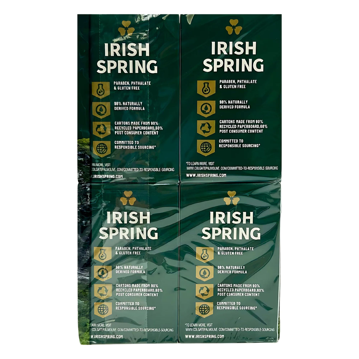 Irish Spring close-up of bar texture with flaxseed oil for gentle cleansing