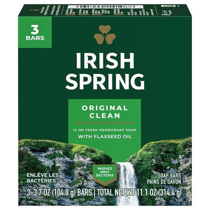 Irish Spring front packaging showing value pack and easy storage benefit