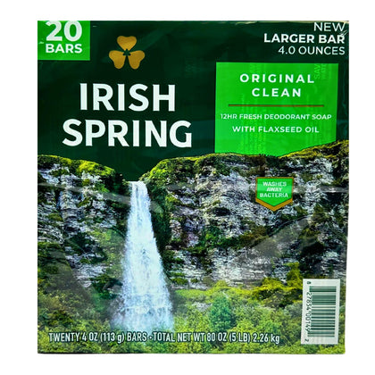 Irish Spring front packaging showing stacked bars and fresh scent benefit