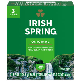 Irish Spring front packaging showing multiple bars and fresh scent benefit