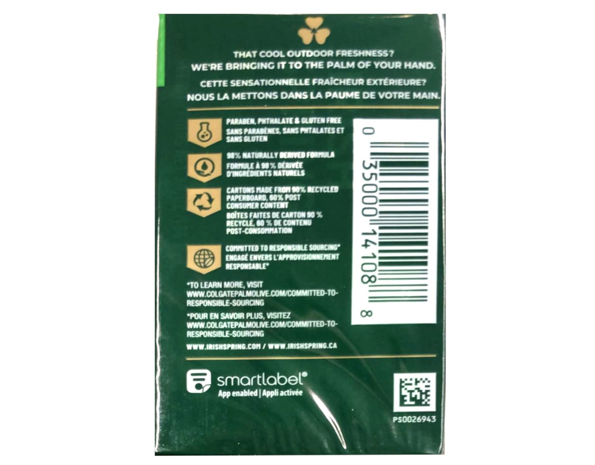 Irish Spring sleeve label close-up highlighting product details and usability