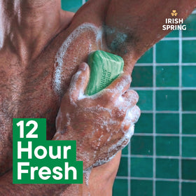 Irish Spring lather closeup demonstrating rich foam for deeper cleansing