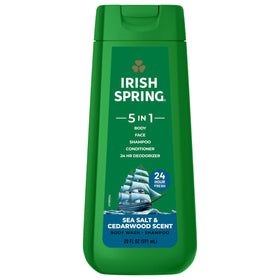 Irish Spring bottle staged outdoors evoking long-lasting fresh scent benefit