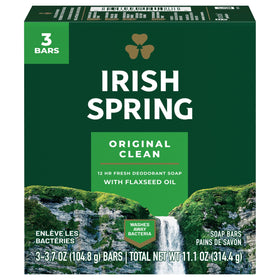 Irish Spring front packaging showing nine Original bars for reliable freshness
