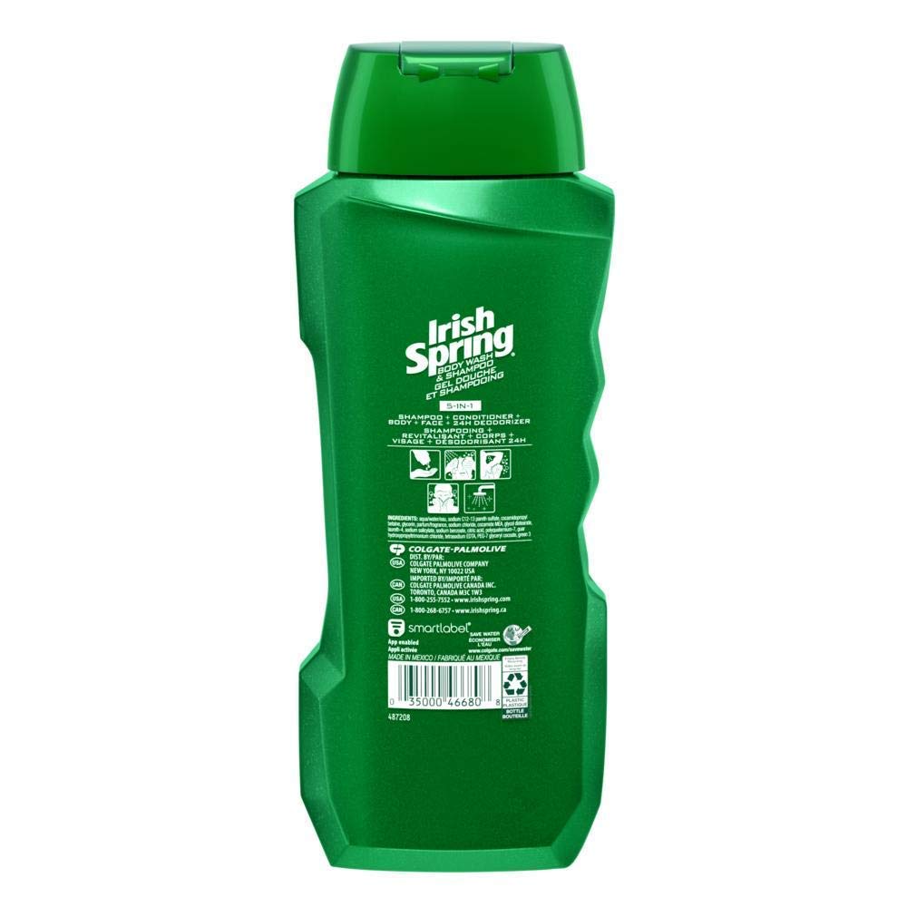 Irish Spring bottle dispensing lather close-up demonstrating rich foam and easy spread