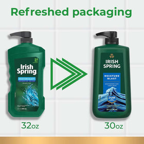 Irish Spring pump top closeup highlighting easy dispensing and spill reduction