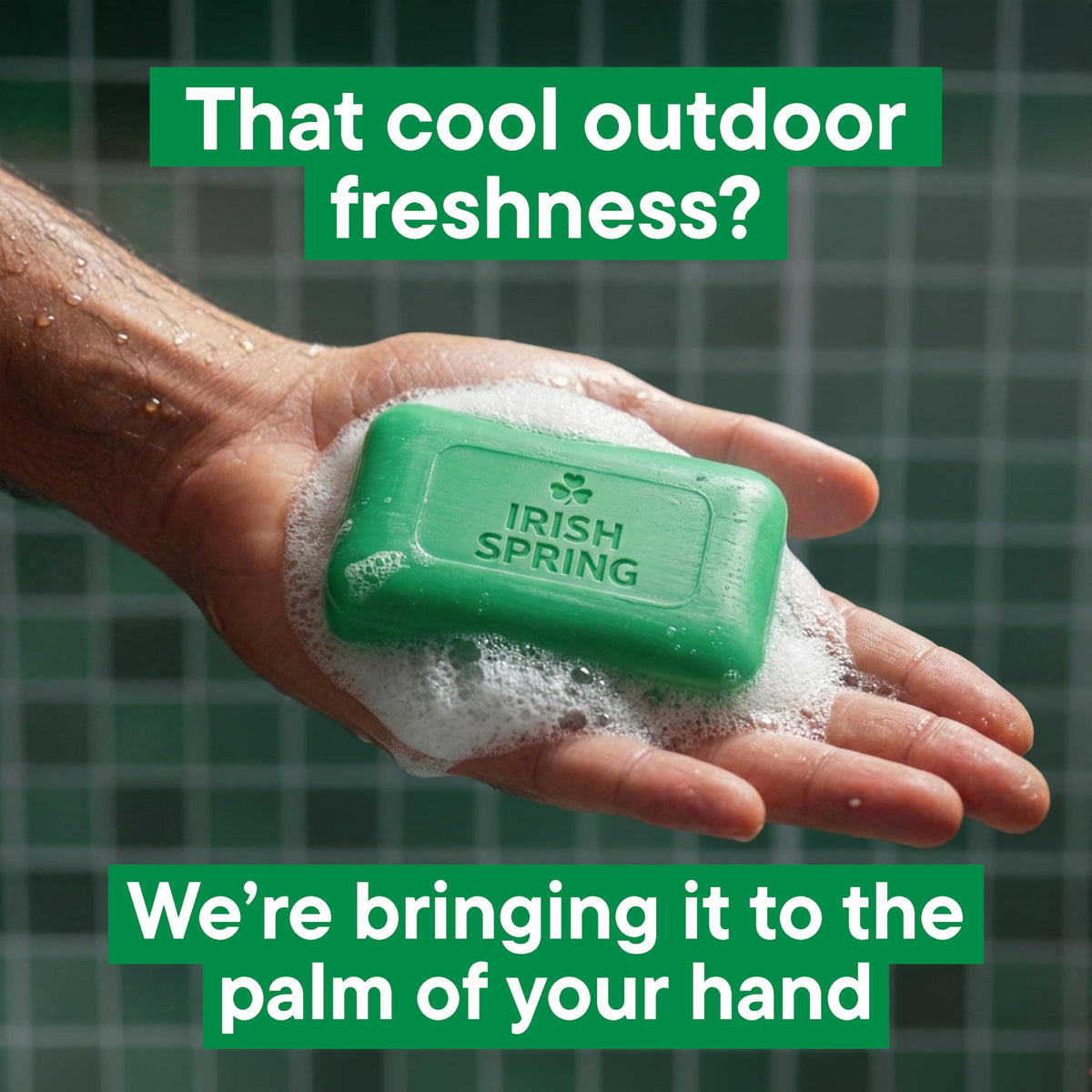 Irish Spring recyclable carton display indicating eco-friendly packaging