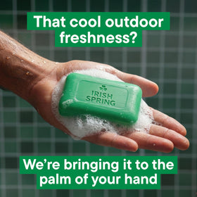 Irish Spring recyclable carton display indicating eco-friendly packaging