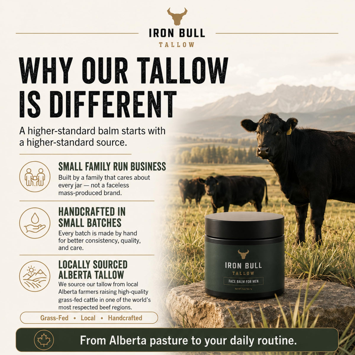 Iron Bull Tallow label close-up showing natural ingredients and ingredient transparency benefit