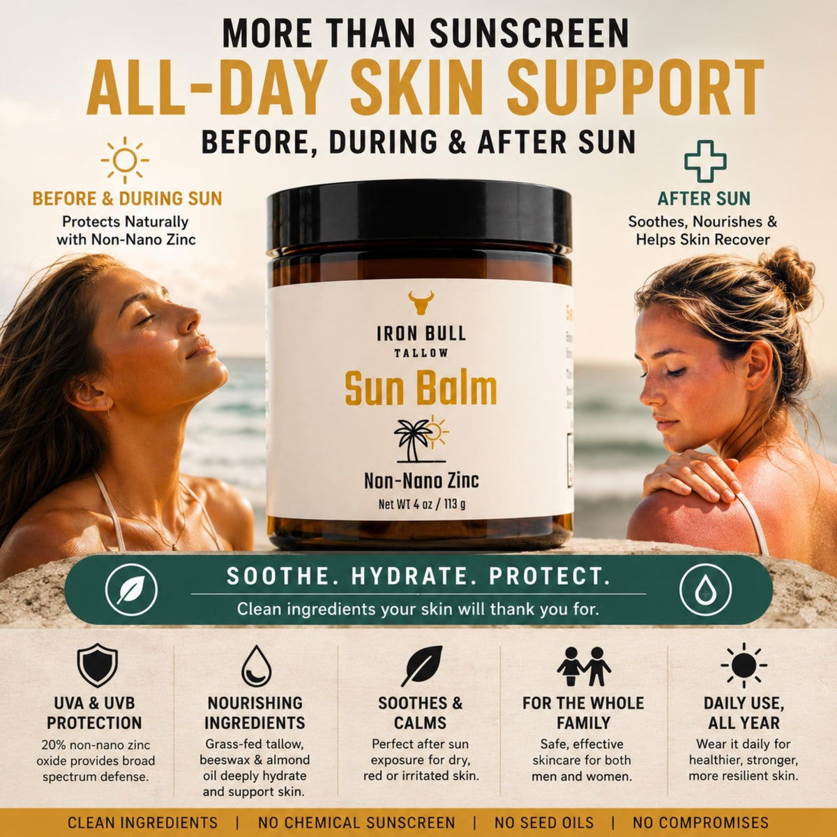 Iron Bull Tallow label highlighting vanilla beach scent and branding